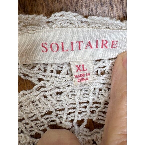 Cream Crochet Peplum Sweater Top Feminine Romantic XL-L See Through Cottage Core - Picture 4 of 11